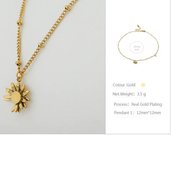 New 18K Gold Plated Daisy Diamond Necklace - Picture 5 of 6